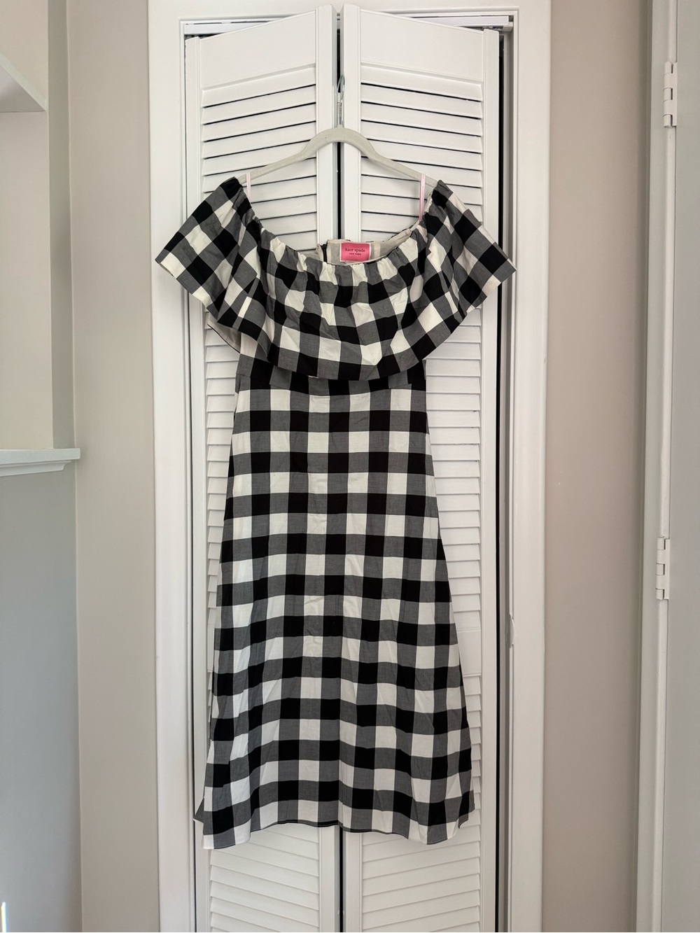 NWT Kate Spade Mainline Gingham Off the Shoulder Dress